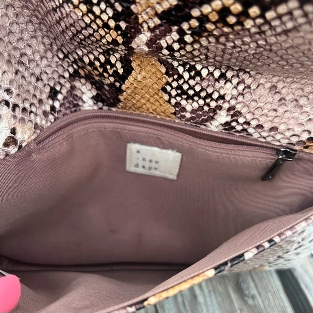 Women’s A New Day Faux Snake Skin Handbag Crossbody Brown Multi